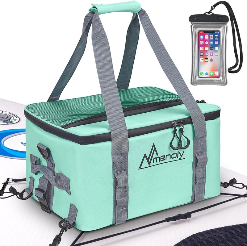MENOLY Paddle Board Accessories Cooler, 25L Sup Kayak Deck Cooler Bag Fit 30 Cans with Waterproof Phone Pouch, Adjustable Strap, Bottle Opener for Paddleboarding, Kayaking, Camping - Image 1